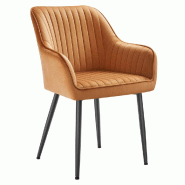 Helloshop26 - Chaise de salle à manger fauteuil siège rembourrée avec accoudoirs largeur d'assise 49 cm pieds en métal revêtement en 12_0004908 - Helloshop26 - Chaise de salle à manger fauteuil siège rembourrée avec accoudoirs largeur d'assise 49 cm pieds en métal revêtement en 12_0004908 -