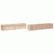 Helloshop26 - Jardinière bac lit surélevé plantes fleurs jardin terrasses lot de 2 bois de pin massif marron 02_0039050 - 3000218002589 Helloshop26 - Jardinière bac lit surélevé plantes fleurs jardin terrasses lot de 2 bois de pin massif marron 02_0039050 - 3000218002589