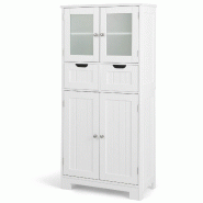 Helloshop26 - Meuble colonne meuble de salle de bain 60 x 30 x 128 cm rangement spacieux moderne en MDF blanc 20_0012764 - blanc verre 3000227393241