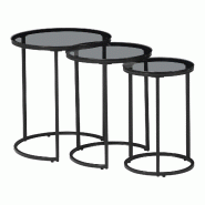 Helloshop26 - Set de 3 tables d'appoint rondes gigognes verre fumé 03_0010632 - verre 3000225319175