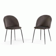 RATTATAN Lot de 2 chaises en velours avec pieds en métal, design élégant pour cuisine, salle à manger, bar ou restaurant – Sara – Gris foncé/ RATTATAN Lot de 2 chaises en velours avec pieds en métal, design élégant pour cuisine, salle à manger, bar ou restaurant – Sara – Gris foncé/