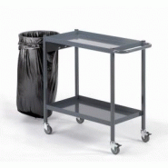 Servante d'atelier - 2 ou 3 plateaux en tôle avec collecteur de déchets Servante d'atelier - 2 ou 3 plateaux en tôle avec collecteur de déchets