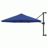 VidaXL Parasol mural avec mât métallique 300 cm Bleu Modèle Sirius Vent - 47301