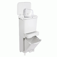 WellHome - Poubelle Verticale à roulettes 42L à 3 Compartiments (24L + 4L + 14L) - blanc plastique polypropylène WH15576