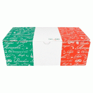 Boîte calzone carton blanc imprimé vert et rouge 30x16x10cm - par 100