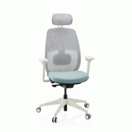 Chaise de bureau ergonomique Skandis Pro avec appui-tête menthe / piètement blanc hjh OFFICE - vert polyester 609009