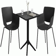 CLP Salon de jardin Norva avec 2 chaises Plastique HBT: 80x168x60 cm Noir - noir 328138
