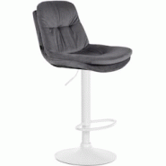 CLP Tabouret de bar Laurel velours Gris foncé/Métal blanc mat - gris textile 323967 CLP Tabouret de bar Laurel velours Gris foncé/Métal blanc mat - gris textile 323967