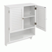 COSTWAY Armoire murale, 3 étagères, armoire de salle de bain avec étagère réglable, armoire murale, armoire de salle de bain - blanc Bois manufac