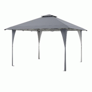 COSTWAY Pavillon pop-up 4x4m, réglable, double toit et sac, imperméable, tente de jardin et fête stable, gris. - gris métal ZB34503SD