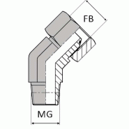 Coude 45° femelle tournant BSP x mâle gaz conique - 1" , 33.24 , 1" , 30.29