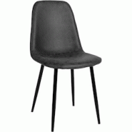 Décoshop26 - Chaise de salle à manger x1 design simple avec pieds en métal noir assise en PVC noir 10_0002078 - noir 3000250830355 Décoshop26 - Chaise de salle à manger x1 design simple avec pieds en métal noir assise en PVC noir 10_0002078 - noir 3000250830355