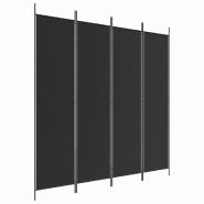 Décoshop26 - Paravent séparateur de pièce cloison 4 panneaux 200 x 200 cm tissu noir et fer DEC030906 - noir 3000258187147
