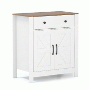 Helloshop26 - Buffet meuble bar à café 76 x 40 x 85 cm rangement pratique ambiance cosy style ferme en bois MDF blanc 20_0016050 - blanc Bois manufa