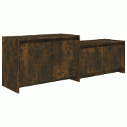 Helloshop26 - Meuble TV multimédia étagère télévision buffet téléviseur salle à manger salon chambre chêne fumé 146,5 x 35 x 50 cm 02_002733