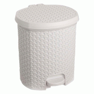Keeeper - Poubelle 11,5L avec Couvercle Rattán, Blanc Nordique, 27,5x29x32,5 cm - blanc plastique KEE1087