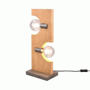 Lampe de table rustique 2xE27 bois et métal - Trio - Tailor - beige 4017807538885