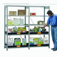 Module d'extension pour rayonnage en acier galvanisé à chaud pour flaconnage 10/20 sur 5 niveaux - Dim. 1060 x 630 x ht 2000 mm