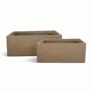 Now's Home - Set de 2 pots rectangles en fibre d'argile terre cuite ht37/47cm comporta - 3256390254104