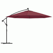 Parasol de jardin en porte-à-faux lumières LED rouge bordeaux Modèle Boréal Confort Élite - 313782