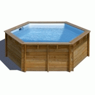 Piscine bois hexagonale vanille 2 - 400 x h 119 cm