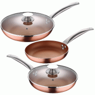 San Ignacio Optimum Plus - Set de 5 poêles (avec couvercle) en aluminium pressé compatibles induction - aluminium Q2995