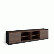 SKRAUT HOME Meuble TV, Banc Télé, 207x50x37 cm, Pour les TV jusqu'à 80", Meubles de salon, Chêne foncé et Noir - marron Bois manufacturé 675_2