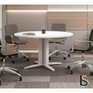 Table de réunion ronde Sigma - Mobel Linea - Argent Ral 9006, 130, Blanc_0