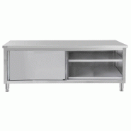Table inox de travail (L)1000 x (P)700 x (H)850 mm, 2 portes coulissantes