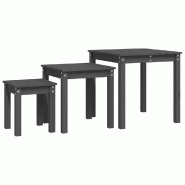 Tables gigognes 3 pcs Gris Bois de pin massif Modèle Ombre Luxe Prime - 824975
