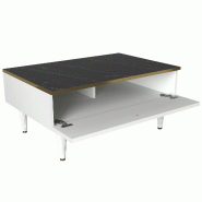 WellHome - Table basse en panneau de particules plaqué mélaminé blanc et noir avec bords dorés 90x42,3x60 cm - multicolore WH1604