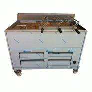 Barbecue portugais en inox 3 broches rotatives et 1 grille fixe L1200 mm | Impormartinho - 380_0