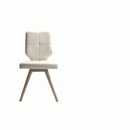 Chaise de salle à manger chêne clair et pu blanc moderne bridget (lot de 2)