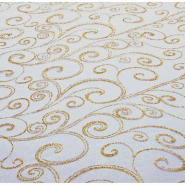Chemin de table organza blanc et or 36cm x 5m