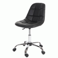 Décoshop26 - Chaise de bureau pivotante tabouret sur roulettes en synthétique noir 04_0002031 - noir 3000166932693