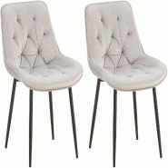 Décoshop26 - Lot de 2 chaises de salle à manger assise et dossier capitonné en velours gris et métal noir 10_0007354 - gris métal 3000266069404