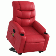 Fauteuil inclinable de massage Rouge Similicuir Modèle Fervellaix - 8721012218406