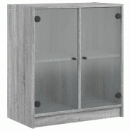 Helloshop26 - Armoire latérale de rangement grande avec portes vitrées 68 x 37 x 75 cm en bois d'ingénierie sonoma gris 02_0049325 - gris verre 300