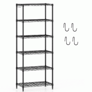 Helloshop26 - Étagère de rangement reconfigurable 59 x 34 x 150 cm robuste avec 6 niveaux réglables en métal noir 20_0019643 - noir 3000233484261