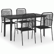 Helloshop26 - Mobilier à dîner d'extérieur 5 pièces noir verre et acier 02_0014659 - noir verre 3000137161534