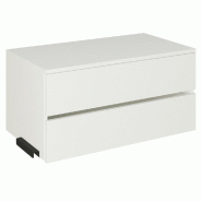 Meuble 2tiroirsQV - L87xP48,5xH41,8cm - support crémaillère noire - blanc