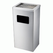 Poubelle rectangulaire avec cendrier en inox 30x24x62cm