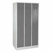 PROREGAL Armoire vestiaire ERMINE avec 3 portes | HxLxP 178x89x50cm | Gris/gris - gris métal RAD349-03