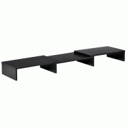 Support d'écran extensible angle réglable bureau 80-117 x 23.5 x 10 cm gain de place 3 compartiments moderne en MDF noir 21_0006367 - noir Bois manu
