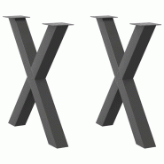 VidaXL Pieds De Table à Manger En Forme De X 2 Pièces Anthracite 70 X (72 73) Cm Acier - gris 4012978
