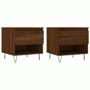 VidaXL Tables basses 2 pcs chêne marron 50x46x50 cm bois d'ingénierie Modèle Oslo Épuré - 830923