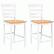 VidaXL Tabourets de bar 2 pcs blanc bois massif d'hévéa Modèle Apex Moderne - multicolore 4102542