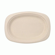 Assiettes en canne à sucre "pure" ovale 23 x 16 x 2 cm naturel (500 unités) PAPSTAR - beige Bagasse 89868