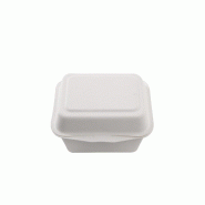 Betik Ecoline – 800 unités – Boîte repas bagasse blanc – 18,5 x 14 x 6 cm, 700 ml - blanc Bagasse 1010291