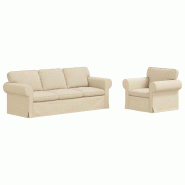 Canapé 2 pcs Crème 215 x 82 x 80 cm tissu Modèle Apex Panorama Confort - Matériau naturel 8721364374669